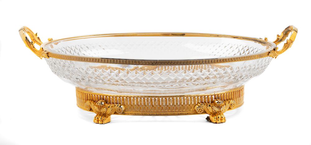 Appraisal: A French Gilt Bronze and Cut Glass Center Bowl A