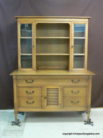 Appraisal: Drexel Sirocco Line China Hutch Cabinet two piece unit built