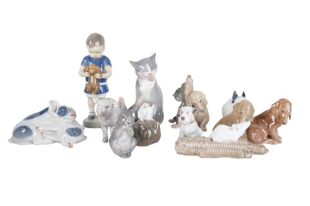 Appraisal: TWELVE DANISH PORCELAIN ANIMAL FIGURESsix marked for Royal Copenhagen six