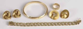 Appraisal: Group of Gold Jewelry including one flat curb link chain