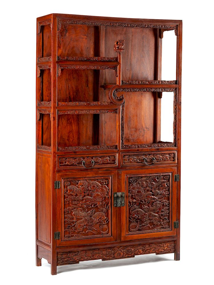 Appraisal: A Chinese Carved Hardwood Whatnot A Chinese Carved Hardwood Whatnot