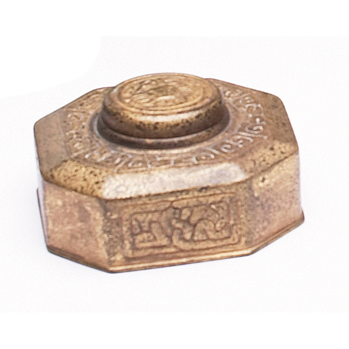 Appraisal: Tiffany Studios inkwell bronze in the Zodiac pattern original gold