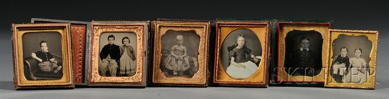 Appraisal: Five Sixth Plate Daguerreotypes and One Ambrotype Portraits of Children