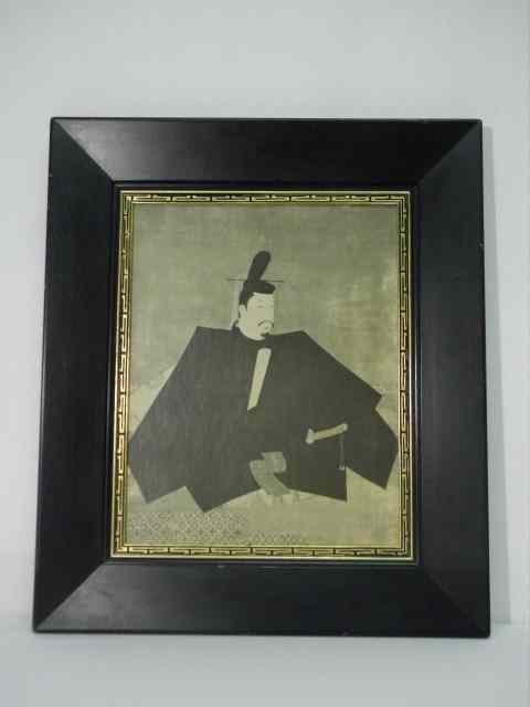 Appraisal: Framed Japanese portrait print on board after Fujiwara Takanobu Depicts