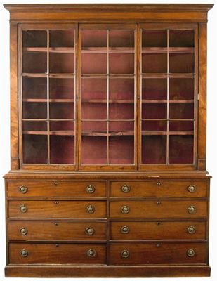 Appraisal: An early th century mahogany bookcase with a detachable cornice