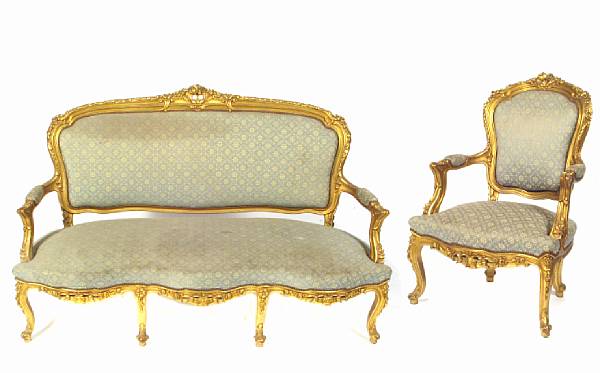 Appraisal: A Louis XV style suite of seat furniture comprising four