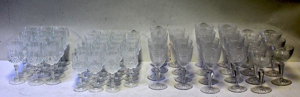 Appraisal: Lot of Etched Cut Glass Art Deco Stemware To include