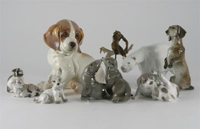 Appraisal: Fourteen various ceramic animal figures including Royal Copenhagen and Rosenthal