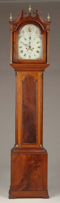 Appraisal: DAVID WOOD NEWBURYPORT TALL CLOCK Case with mahogany molded edge