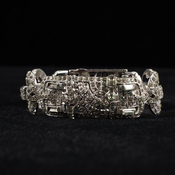 Appraisal: Art Deco Diamante Colorless Rhinestone Bracelet unmarked widest point