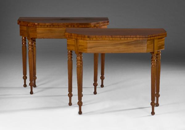 Appraisal: PAIR OF OHIO KENTUCKY SHERATON GAMING TABLES BY AMZI CHAPIN