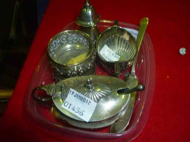 Appraisal: A SMALL COLLECTION OF VARIOUS SILVER CONDIMENTS including salts a