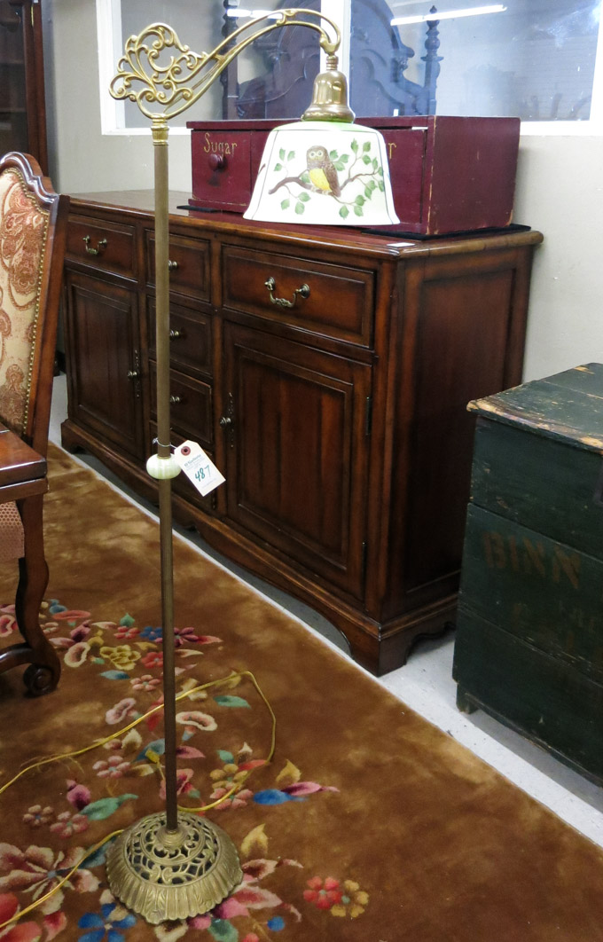 Appraisal: VINTAGE FLOOR LAMP WITH GLASS SHADE American c s a