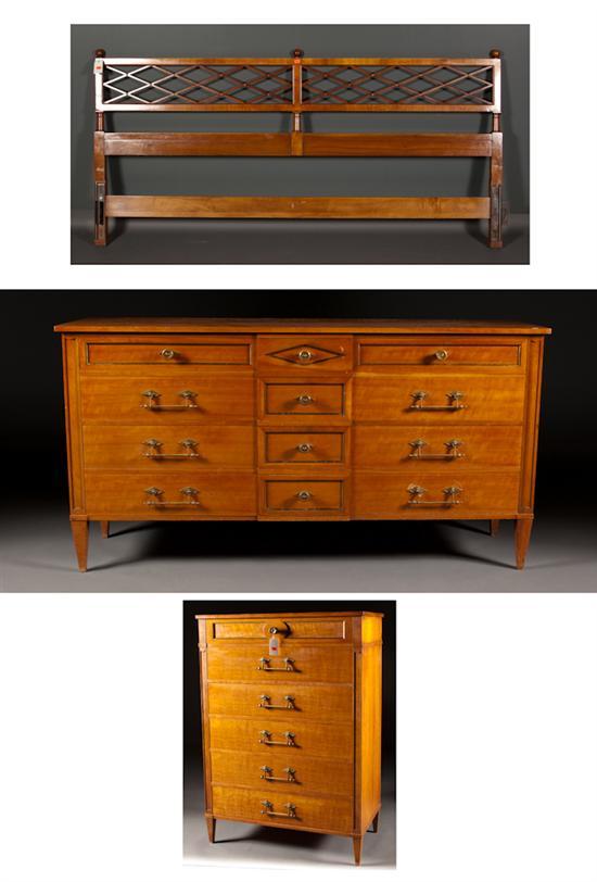 Appraisal: Neoclassical style cherrywood three-piece bedroom suite Beacon Hill Collection mid