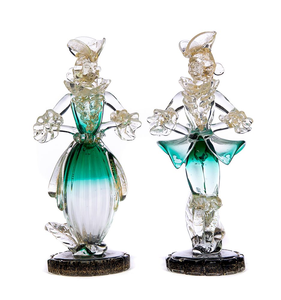 Appraisal: Pair of Venetian Murano Art Glass Figures Excellent condition with