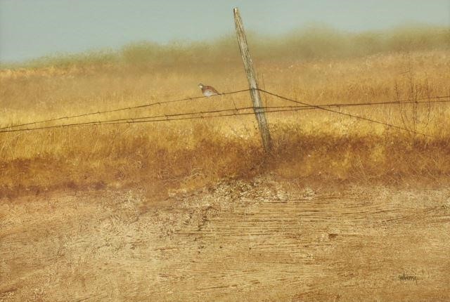 Appraisal: Framed watercolor and gouache painting on board Quail on Barbed