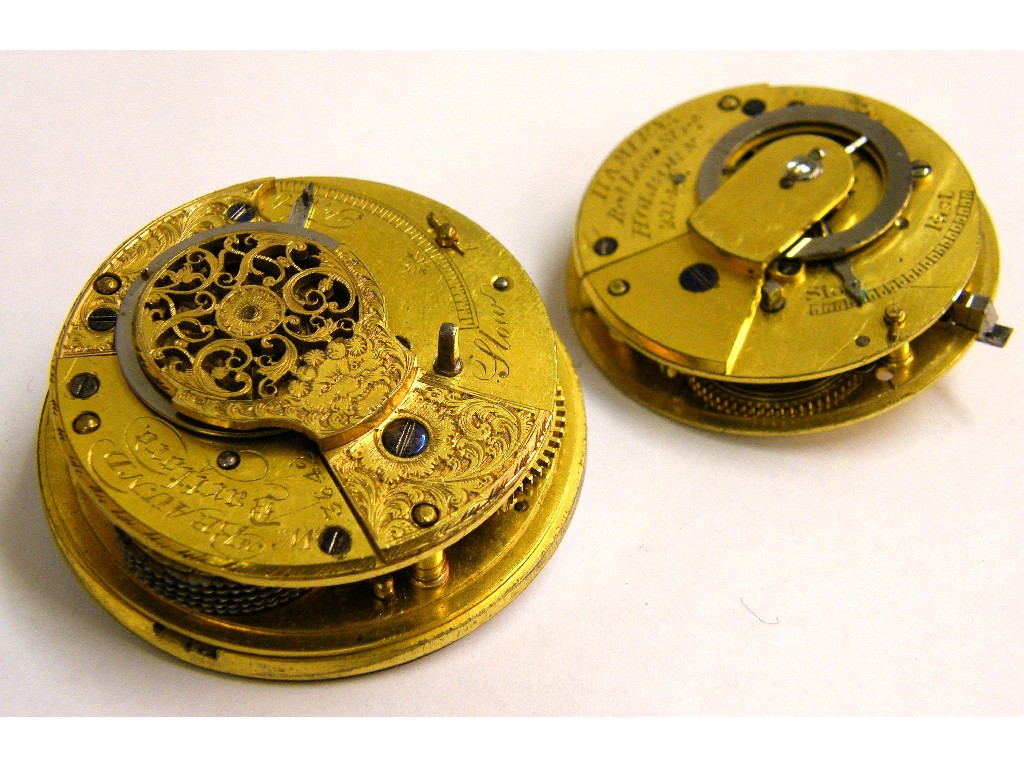 Appraisal: Fusee verge pocket watch movement signed Wm Braund Dartford no