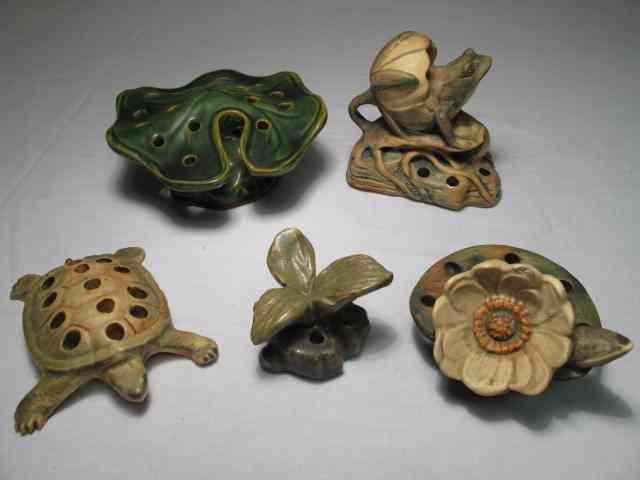 Appraisal: Group lot of assorted flower frogs pieces total All painted