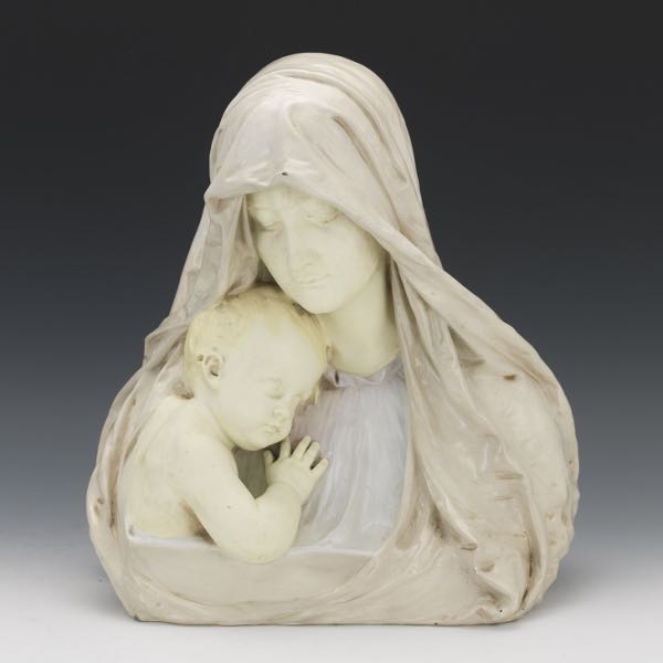 Appraisal: GLAZED PORCELAIN MADONNA AND CHILD DESIGNED BY FRANZ BARWIG AUSTRIAN