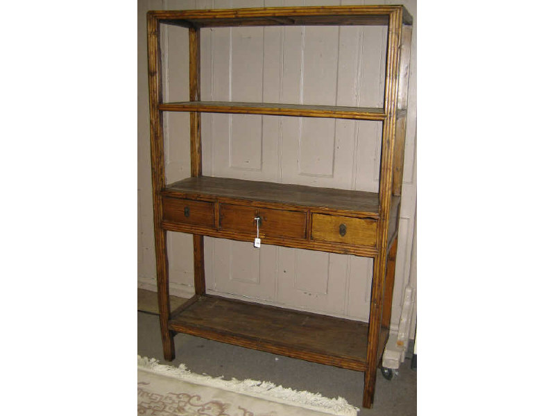 Appraisal: ASIAN ETEGERE Rectangular open unit with two display shelves on