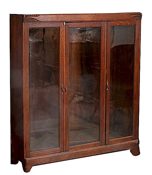 Appraisal: OAK CABINET BOOKCASE OAK CABINET BOOKCASE TIGER OAK FRONT WITH