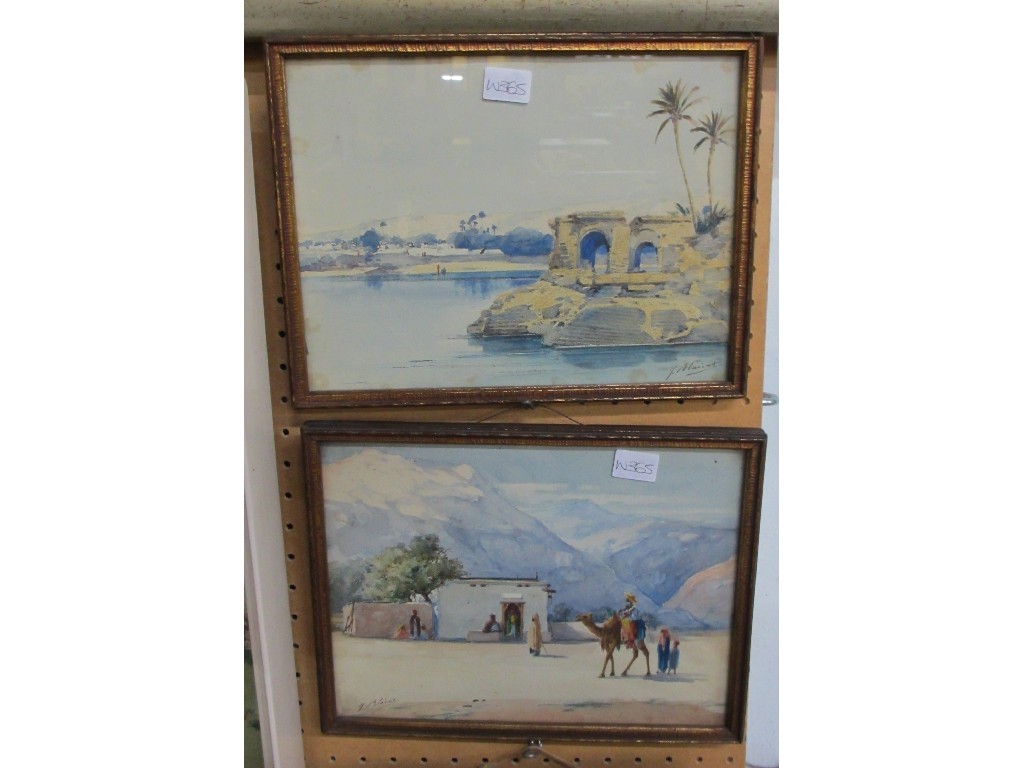 Appraisal: MARCEL BLAIRAT - Pair of watercolour Egyptian scenes both signed