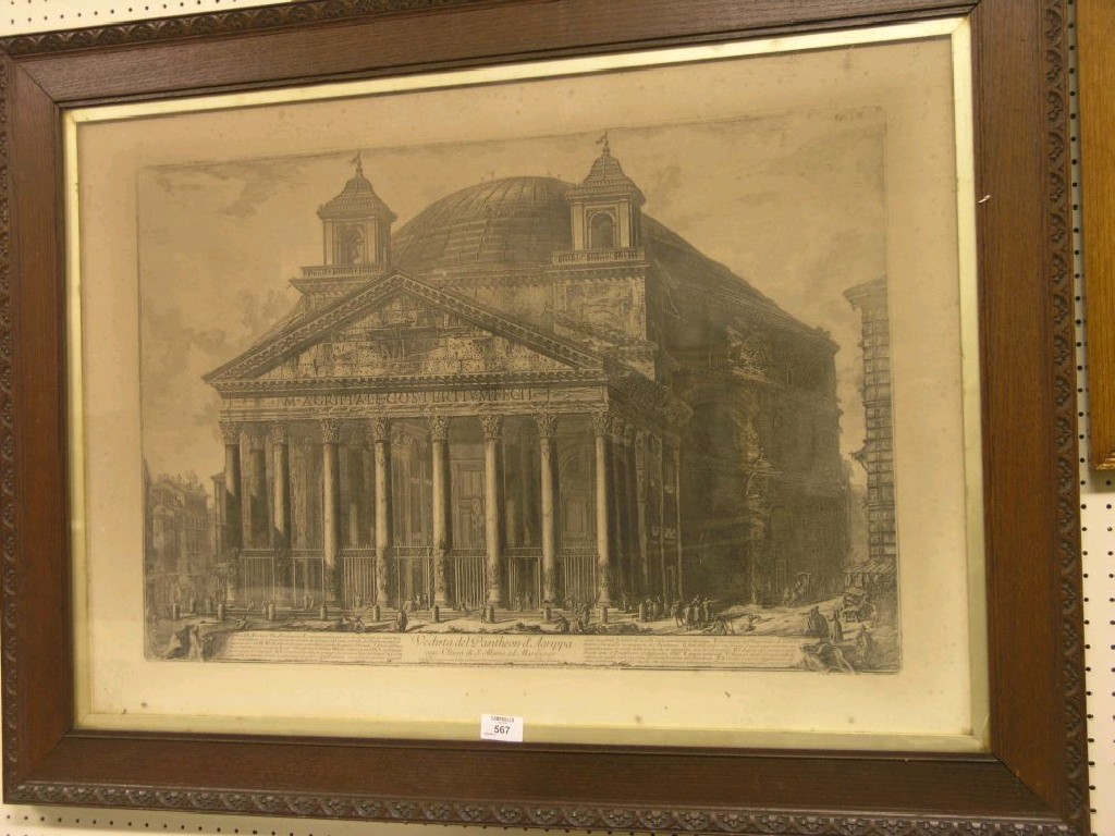 Appraisal: An th century Italian monochrome engraving The Pantheon x in