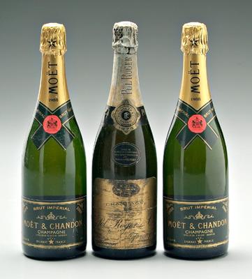 Appraisal: Three bottles Champagne two bottles Moet Brut Imperial excellent condition