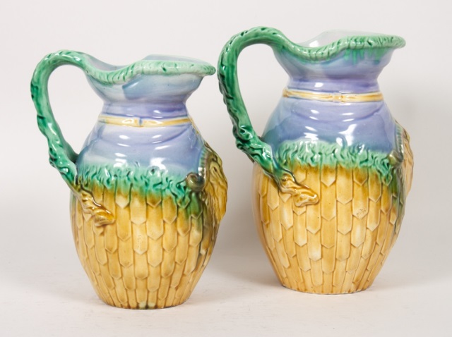 Appraisal: Two English majolica graduated jugs late th century possibly Fielding