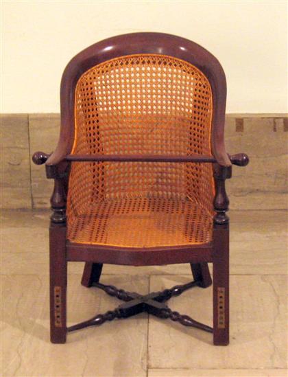 Appraisal: English mahogany and caned childs chair th century The horseshoe