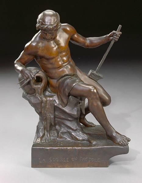 Appraisal: A French patinated bronze figure La Source du Pactole cast