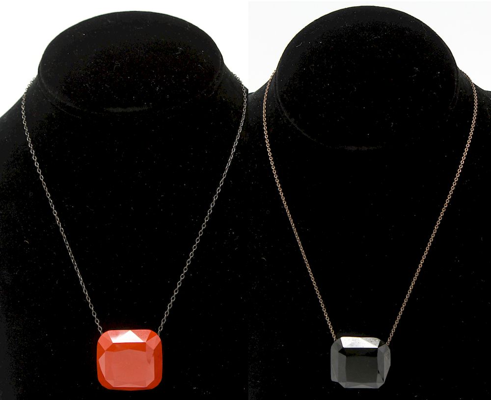 Appraisal: T CO Onyx Carnelian Gem Motif Silver Necklaces T Co