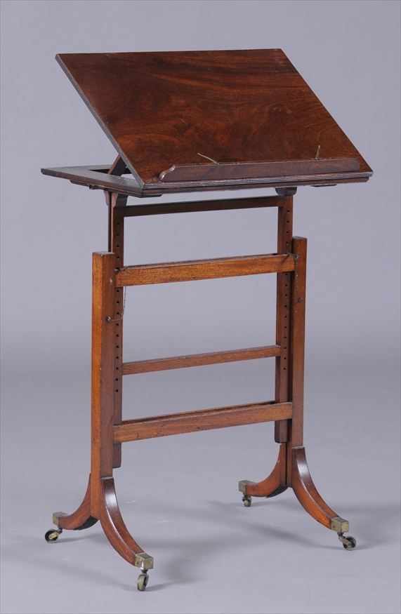 Appraisal: REGENCY STYLE MAHOGANY READING TABLE The hinged top with bookrest