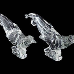 Appraisal: A Pair of Molded Glass Pheasant Ornaments th Century each