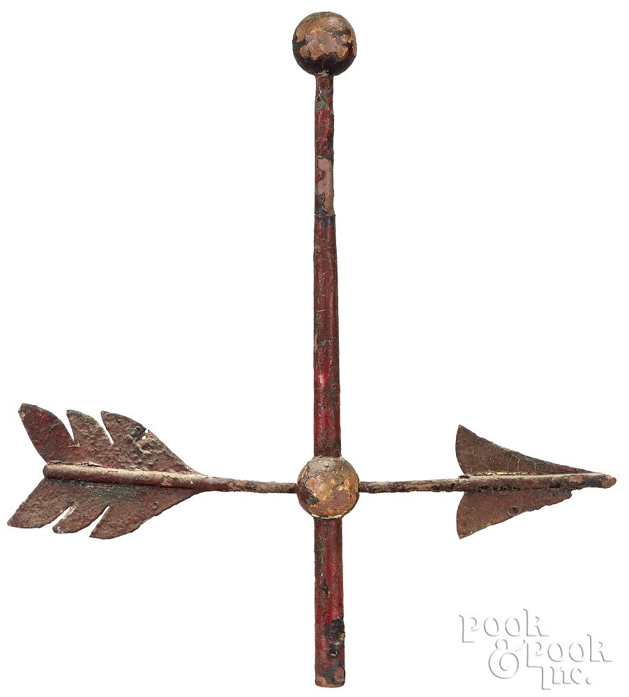 Appraisal: Sheet iron weathervane directional arrow th c Sheet iron weathervane