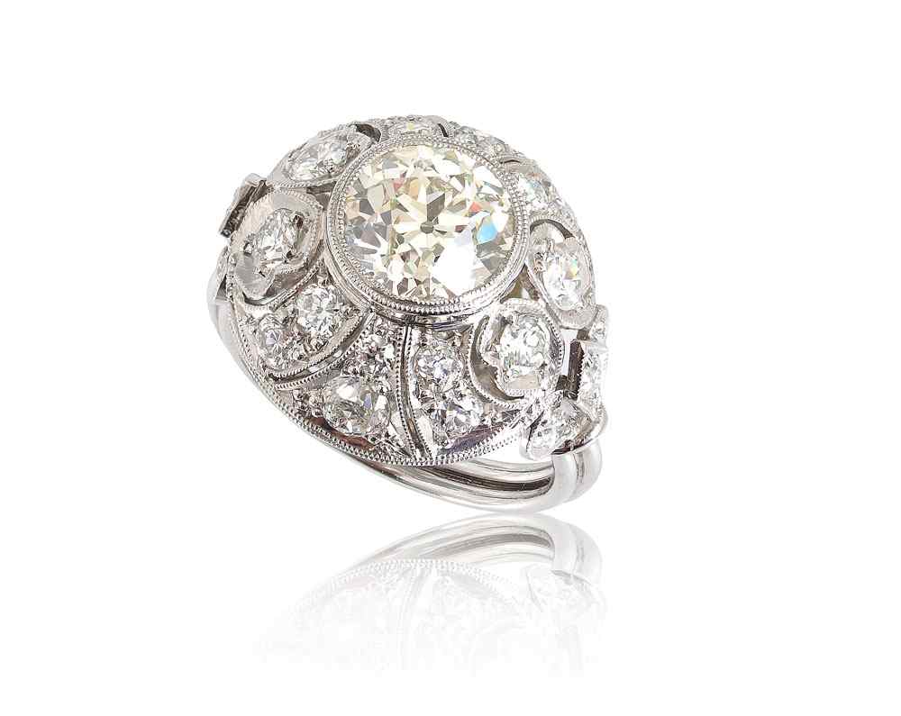 Appraisal: PLATINUM EDWARDIAN REVIVAL CT CENTER DIAMOND RING Platinum ring centering