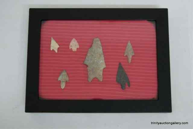 Appraisal: Set of Found Indian Arrow Heads in Display CaseFrom the