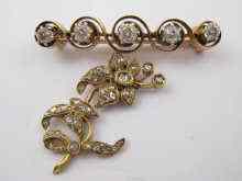 Appraisal: A hallmarked Russian ct gold five stone diamond bar brooch