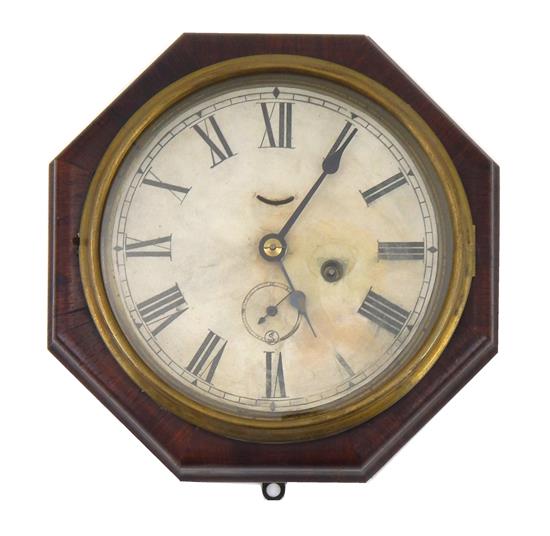 Appraisal: CLOCK th C Seth Thomas one-day lever gallery clock octagonal