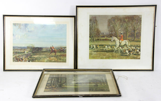 Appraisal: After Alfred Munnings and Michael Lyne Three hunting prints