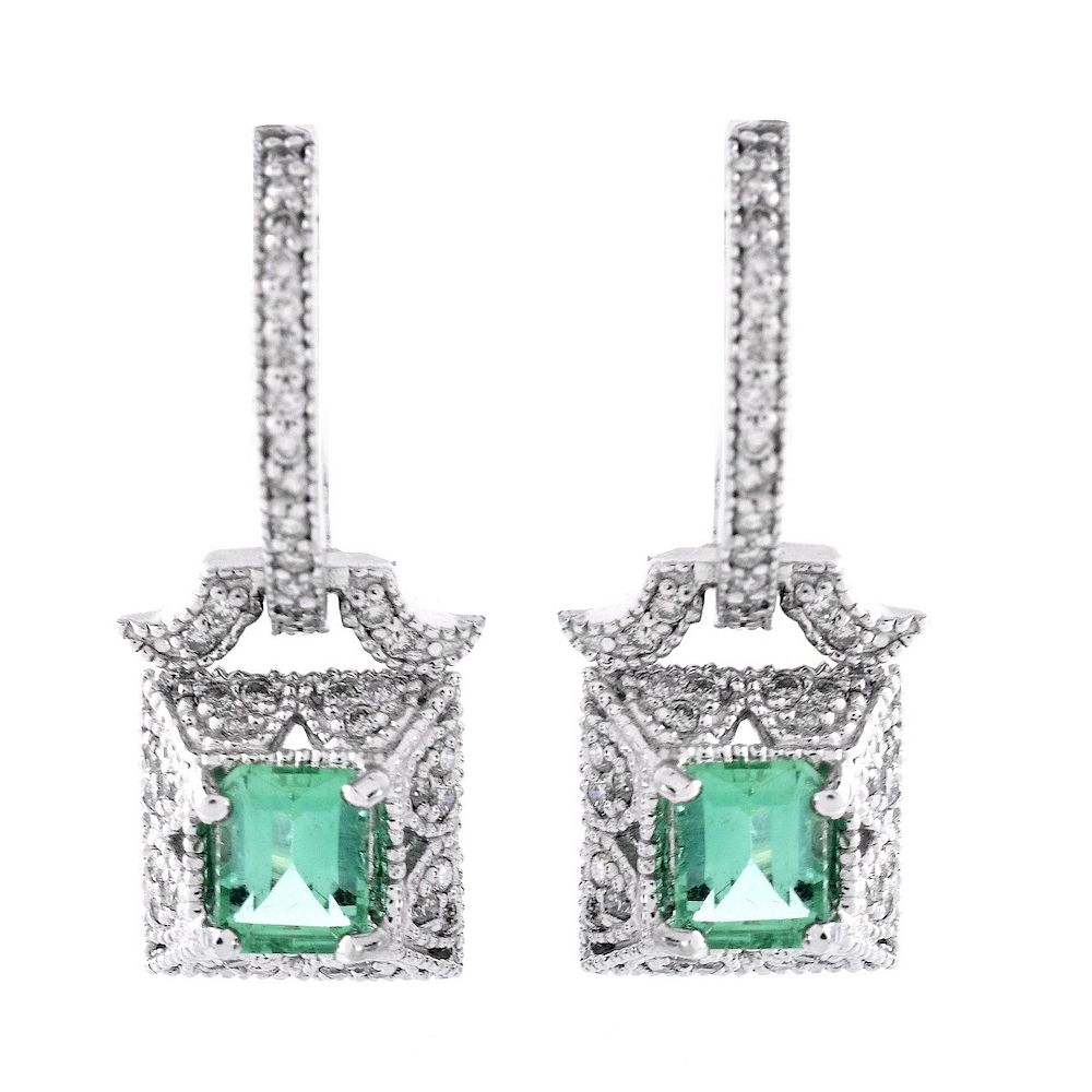 Appraisal: Emerald Diamond and K Earrings Approx Carat Emerald Carat Diamond