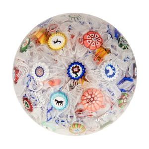 Appraisal: A Baccarat Spaced Concentric Millefiori and Gridel Silhouettes on Upset