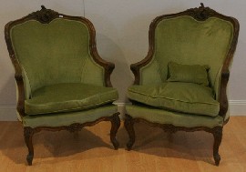 Appraisal: A pair of Louis XV style stained beech and upholstered