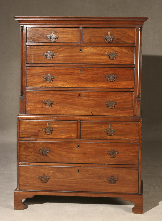 Appraisal: George IV Mahogany Chest-on-Chest Circa Brasses replaced some repairs to