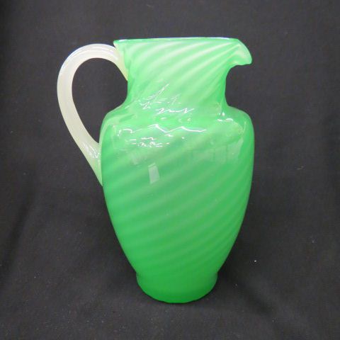 Appraisal: Steuben Green Alabaster Art Glass Pitcher swirl design tall scarce