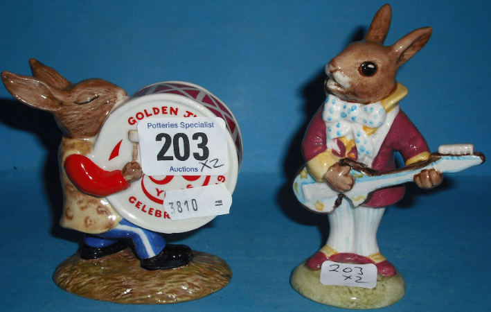 Appraisal: Royal Doulton Bunnykins Figures Mr Bunnybeat Strumming DB and Drummer