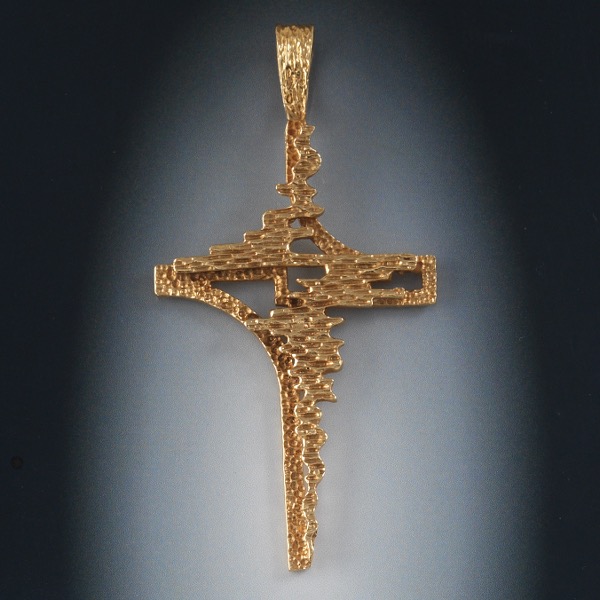 Appraisal: MID-CENTURY DESIGN GOLD CROSS PENDANT - x k yellow gold