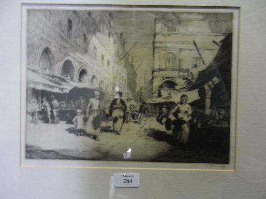 Appraisal: SIDNEY TUSHINGHAM British - 'Venetian Market' signed in pencil lower