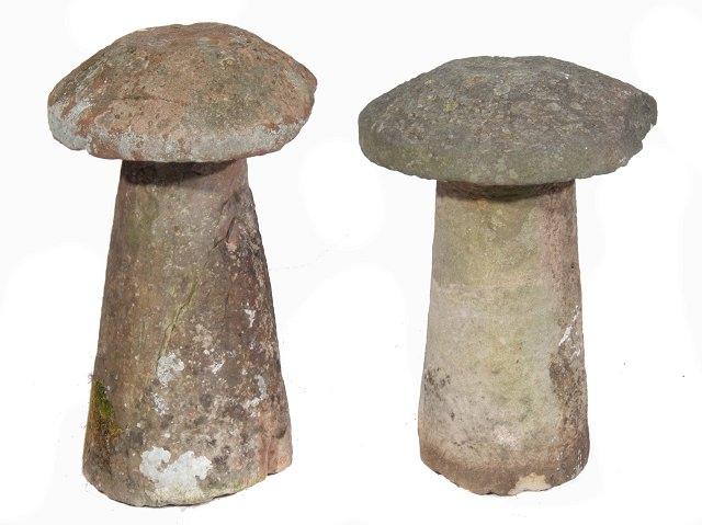 Appraisal: A sandstone staddle stone the conical base supporting a mushroom