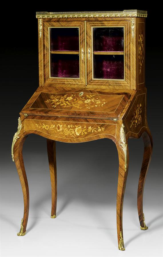 Appraisal: BONHEUR DU JOUR Napoleon III France Rosewood with floral and